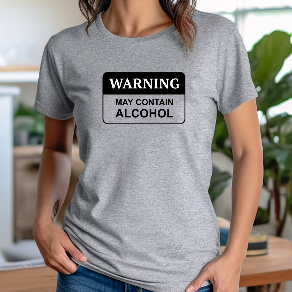 "Warning May Contain Alcohol" Premium Midweight Ringspun Cotton T-Shirt - Mens/Womens Fits