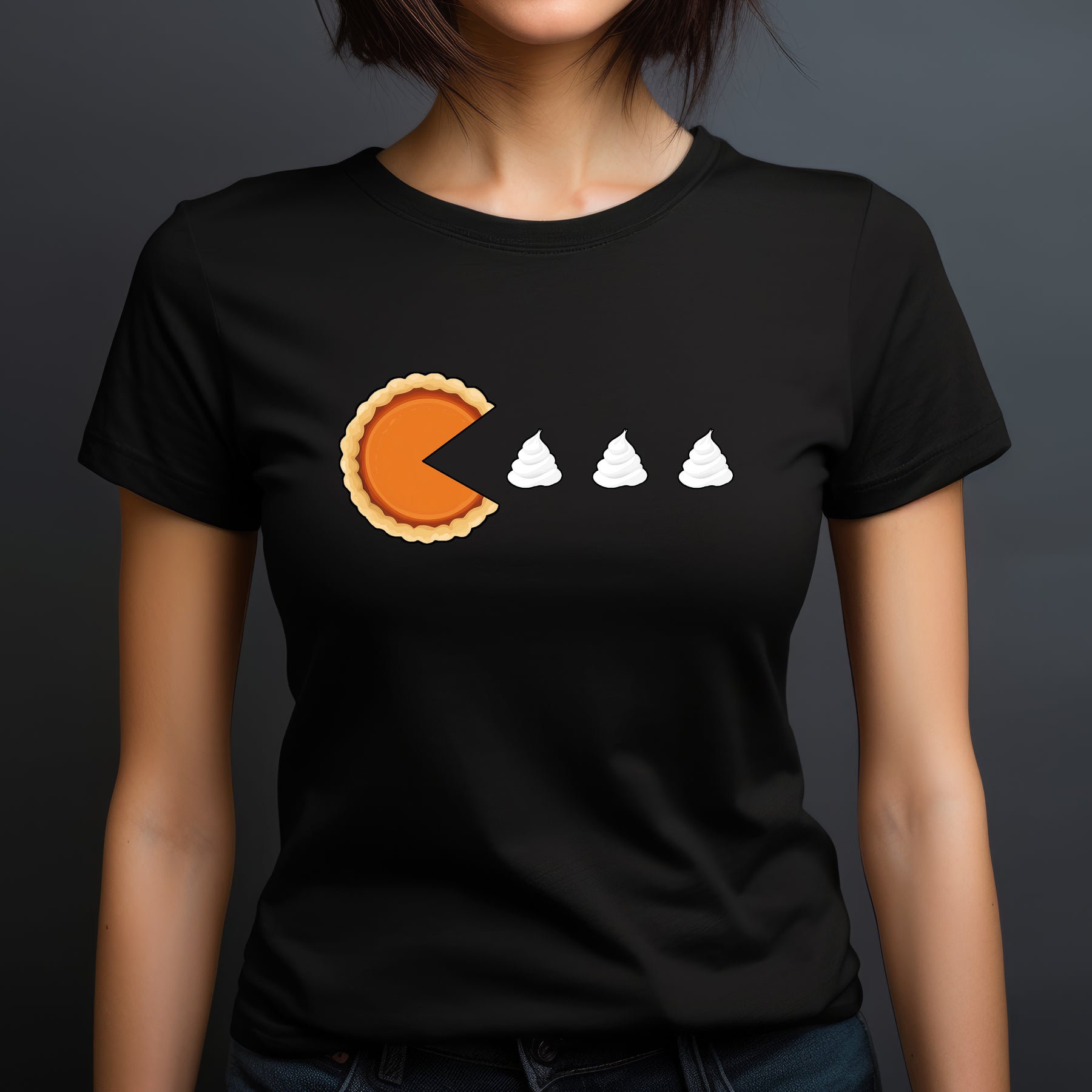 "Pumpkin Pie Pac-Man" Premium Midweight Ringspun Cotton T-Shirt - Mens/Womens Fits