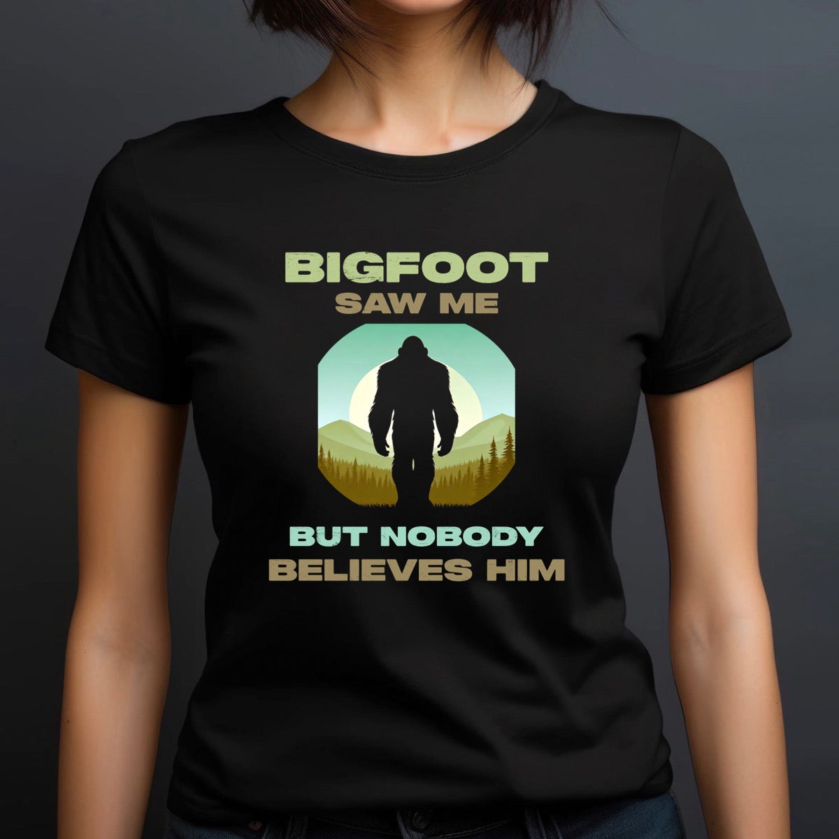 "Bigfoot Saw Me" Premium Midweight Ringspun Cotton T-Shirt - Mens/Womens Fits