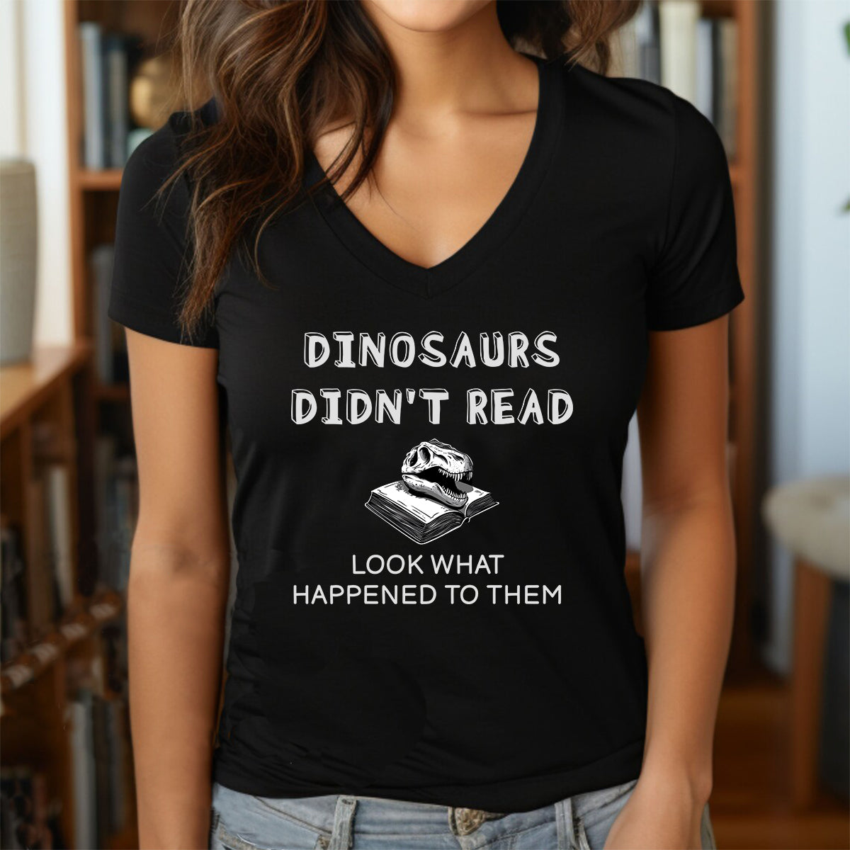 "Dinosaurs Didn't Read" Premium Midweight Ringspun Cotton T-Shirt - Mens/Womens Fits