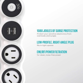 360 PowerCurve Surge Protector w/ 5 Rotating Outlets & More - 15ft Cord