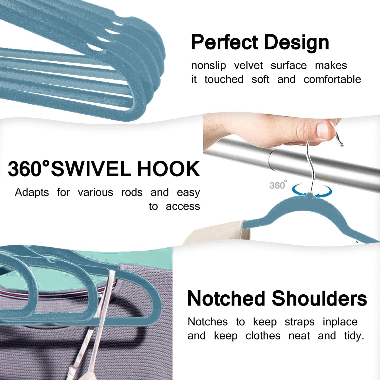 LARGE LOT of 53 :Non-Slip Clothing Hangers 360 Swivel Neck~White