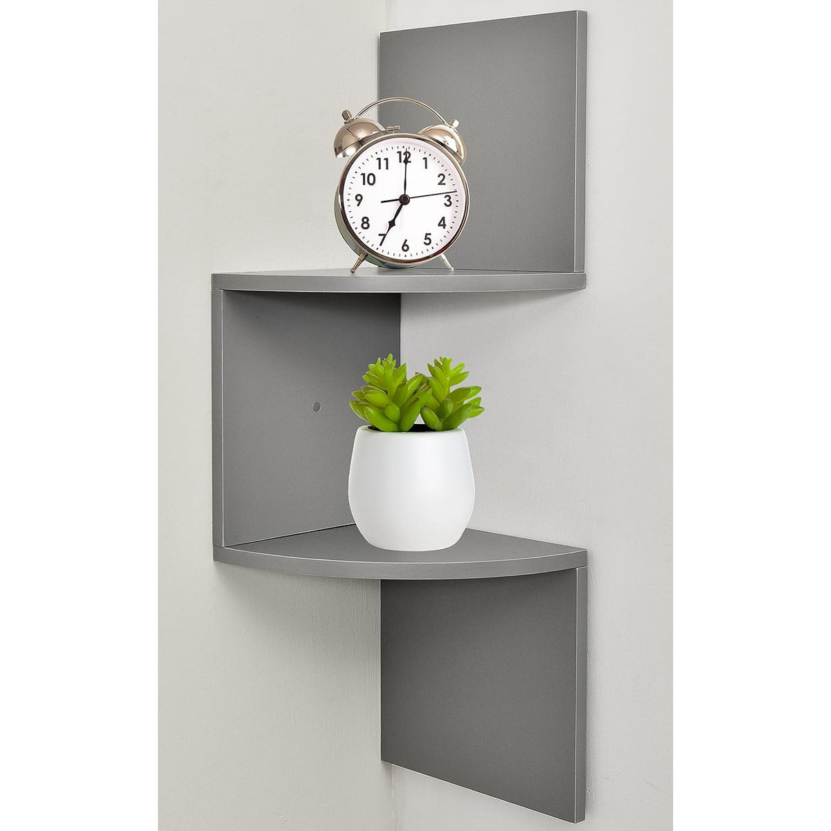 Greenco 5 Tier Wall Mount Corner Shelves Natural Finish