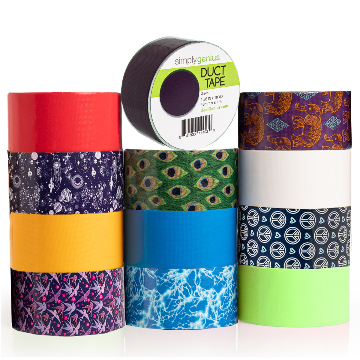 Simply Genius (Single Roll) Patterned Duct Tape Roll Craft Supplies for Kids Adults Colored Duct Tape Colors, Pretty Feathers