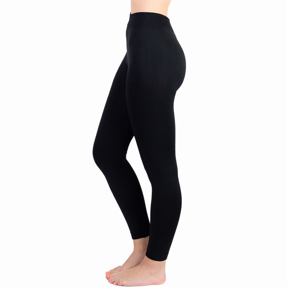 2 Pack Warm Fleece Lined Thick Brushed Full Length Leggings Thighs (Black x  2) at  Women's Clothing store