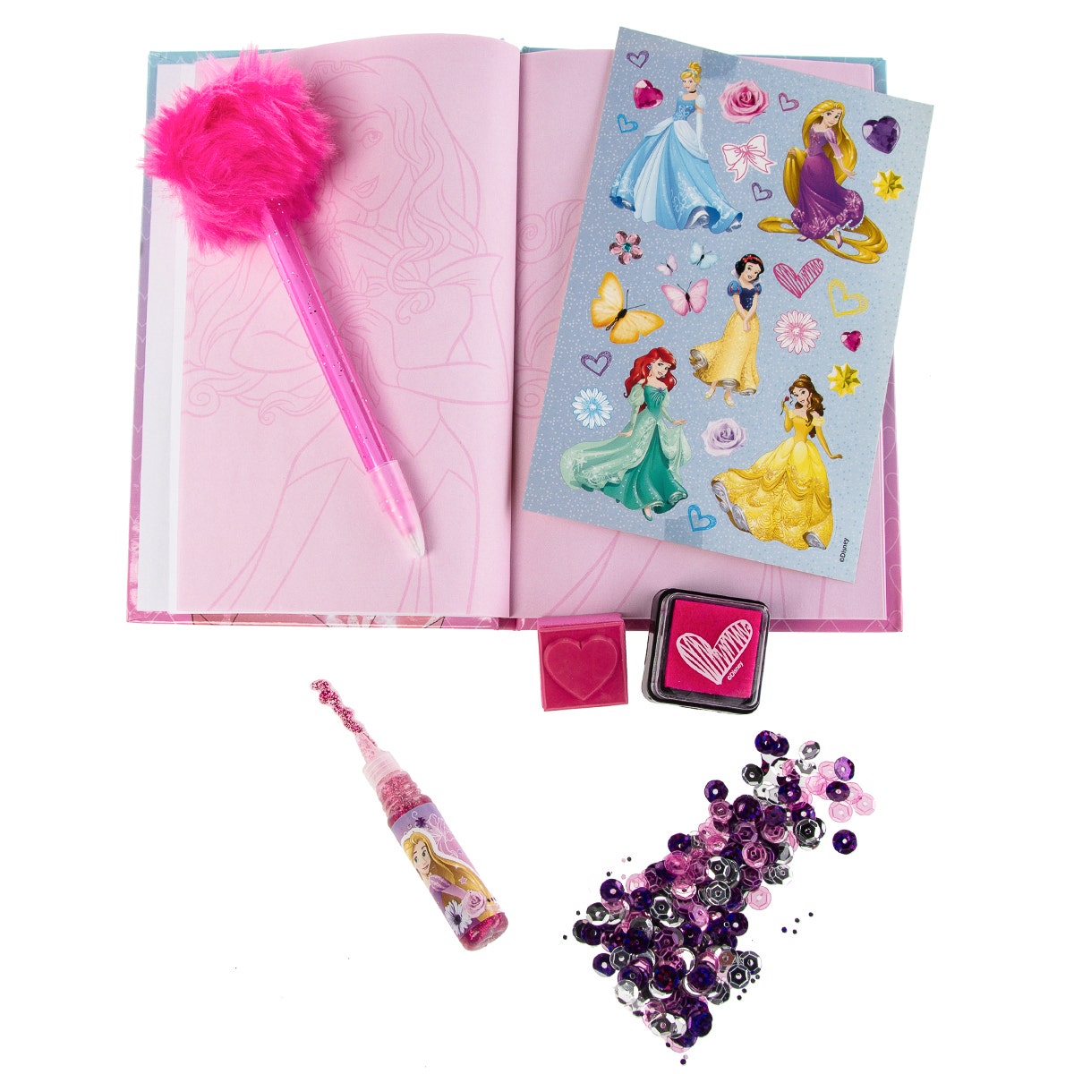 DISNEY PRINCESS Stationery Set Girls Kids Diary Journal w Pen and